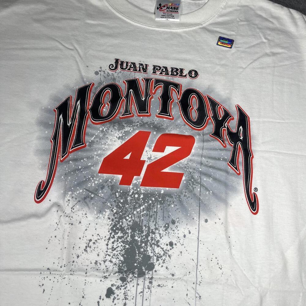 Vintage Chase Authentic Juan Pablo Montoya #42 NASCAR White Graphic T-Shirt XL - Picture 5 of 6